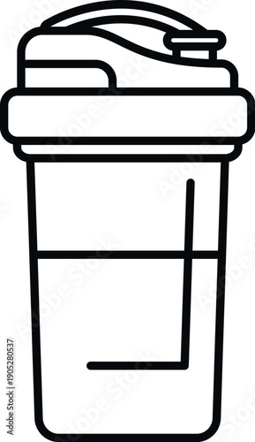 Protein shaker bottle vector icon representing fitness, gym, and nutrition