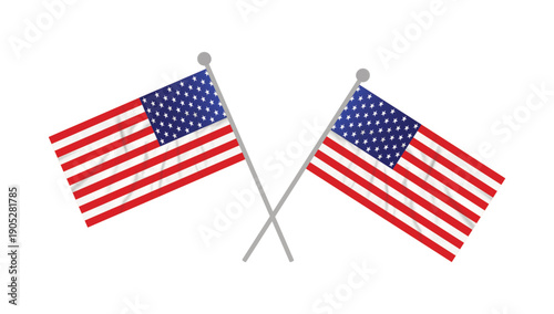 Vector illustration of the flag of the United States of America or America or USA with a flat design. 4th Memorial Day.