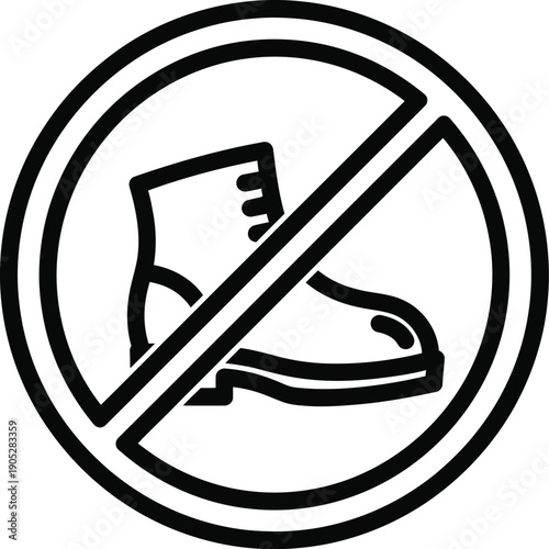No boots allowed sign icon isolated on a white background for safety and warning