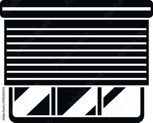 Window with horizontal blinds partially raised creating light and shadow