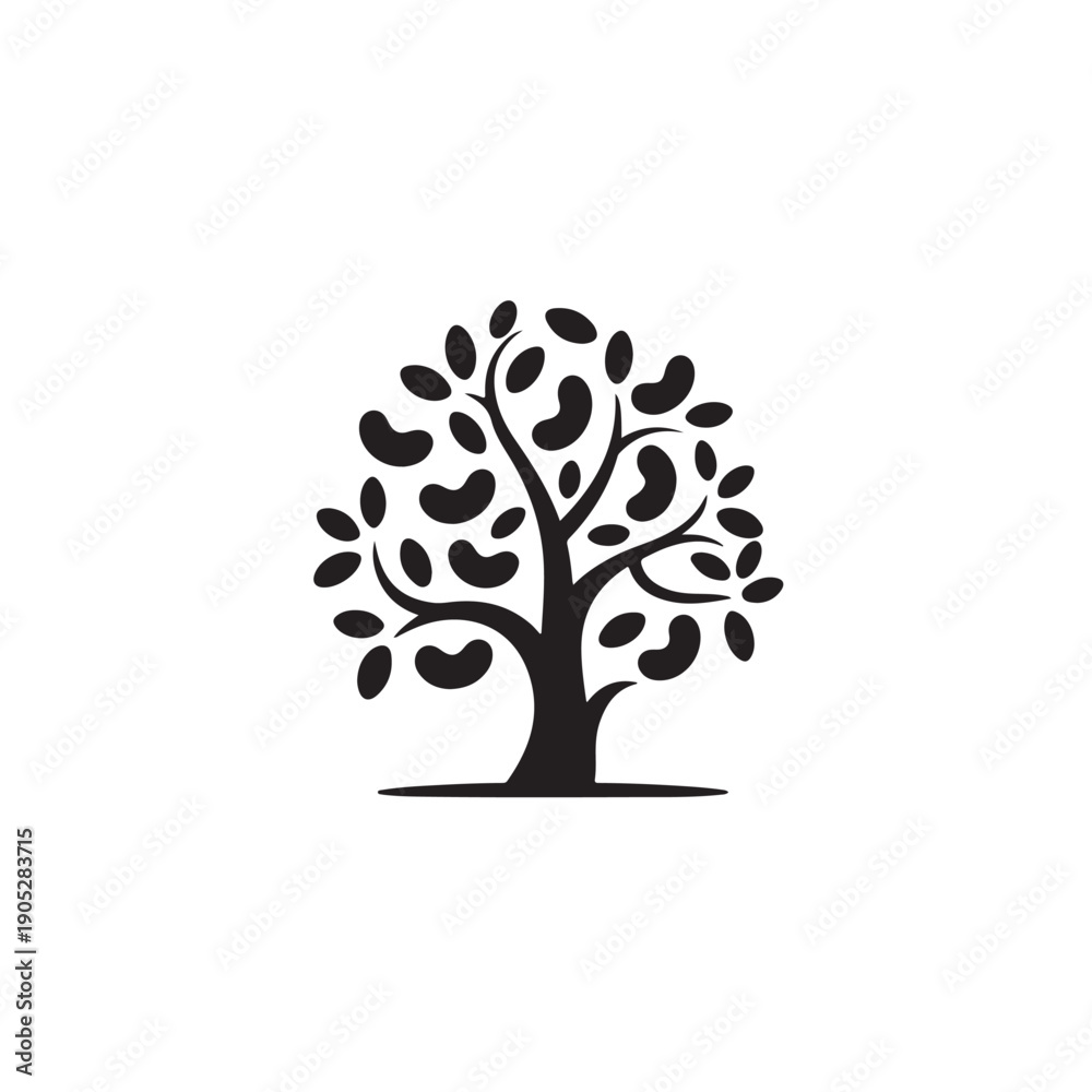Obraz premium Stylized Cashew Tree Silhouette Vector Illustration for Branding