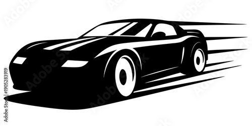 Fast Sports Car Speeding Motion Silhouette Vector Illustration