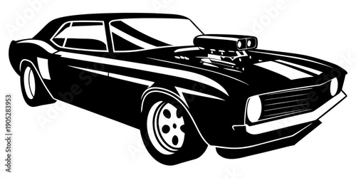 High-Performance Supercharged Muscle Car Vector Illustration