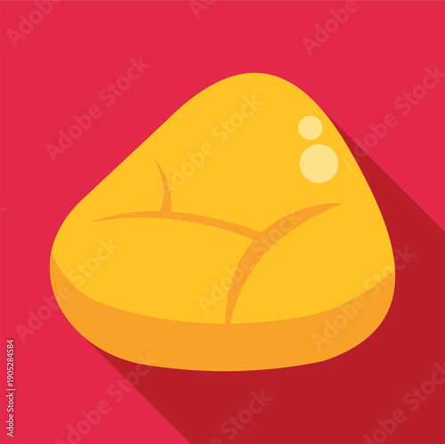 Yellow bean bag chair providing comfortable seating on a red background