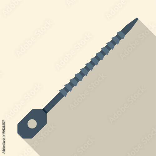 Ice screw rock climbing mountaineering tool with long shadow creating a modern flat design