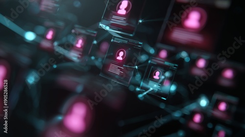 Network of user profiles in a digital space showing a data connection