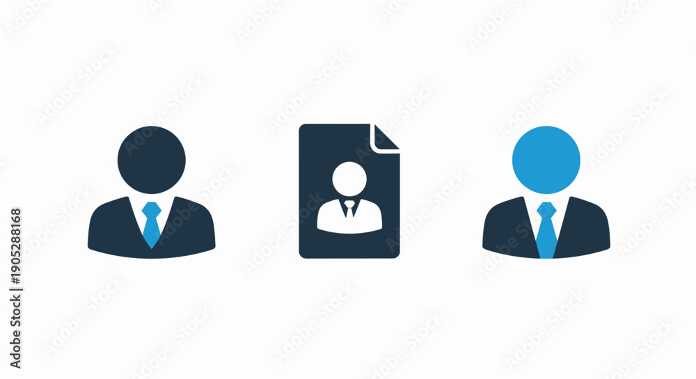 Obraz premium Business Profile and Team Icons: User Avatar, Employee Profile, Team Member, Human Resources