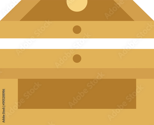 Wooden Treasure Chest Front View Illustration