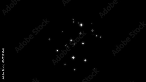 Wallpaper Mural White glowing twinkle stars animation with sparkling glitter dust trail, blinking retro vector star doodles, magic particle burst, 2D flat sparkle effect overlay on black screen 4K. Torontodigital.ca