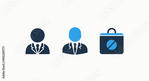 Business Icons: Professional, Briefcase, and Prohibition Symbol