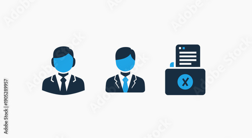 Business and Document Icons: User, Document, Shredder