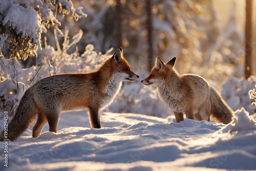 foxes in the snow