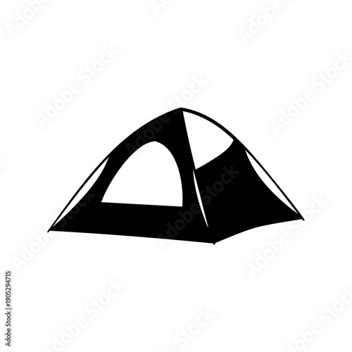 Camping dome tent silhouette for outdoor adventure icon Vector