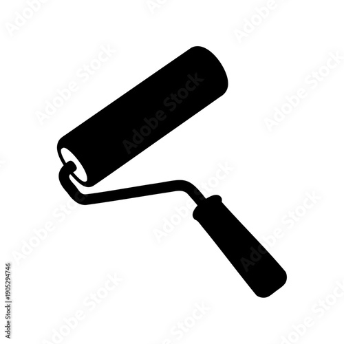 Paint roller tool simple silhouette graphic icon design Vector