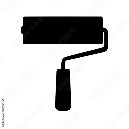 Paint roller black silhouette icon for home improvement Vector