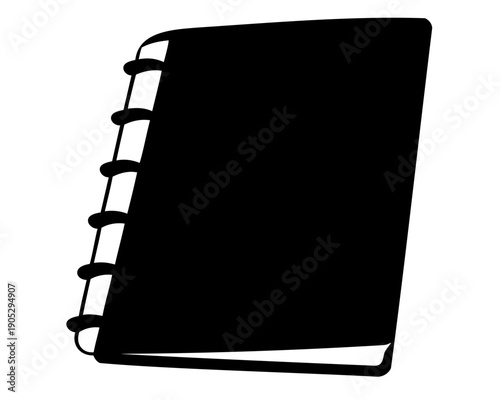 Black spiral-bound notebook icon for notes and learning Vector