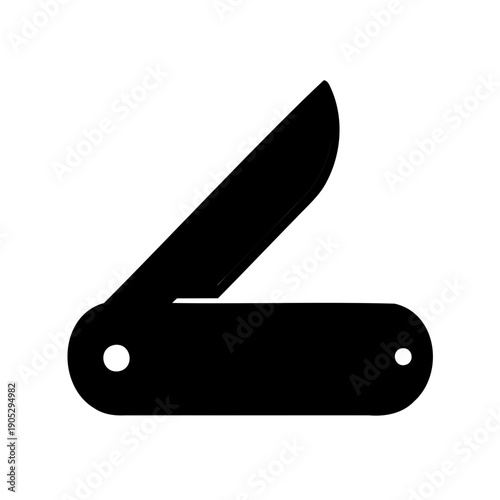 Simple open pocket knife icon with blade extended out Vector