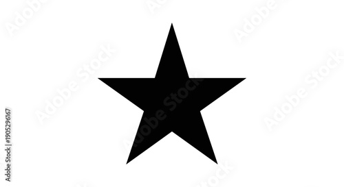 A Simple Black Five Pointed Star Shape Isolated.