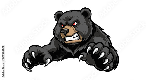 Aggressive Black Bear Roaring with Sharp Claws Extended.