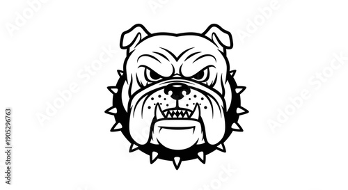 Aggressive Bulldog Head Emblem with Spiked Collar 1.