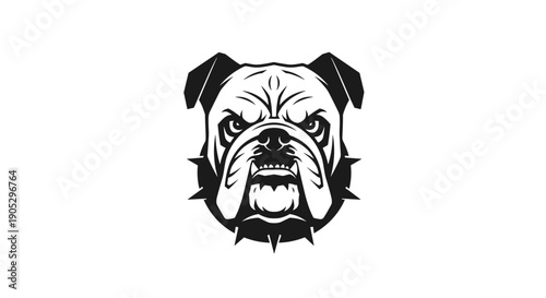 Aggressive Bulldog Head Emblem with Spiked Collar.