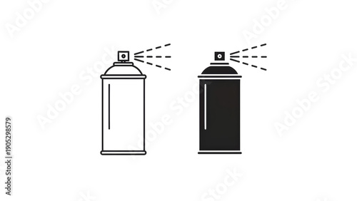 Spray Cans Outline And Filled Icons Spraying On Black