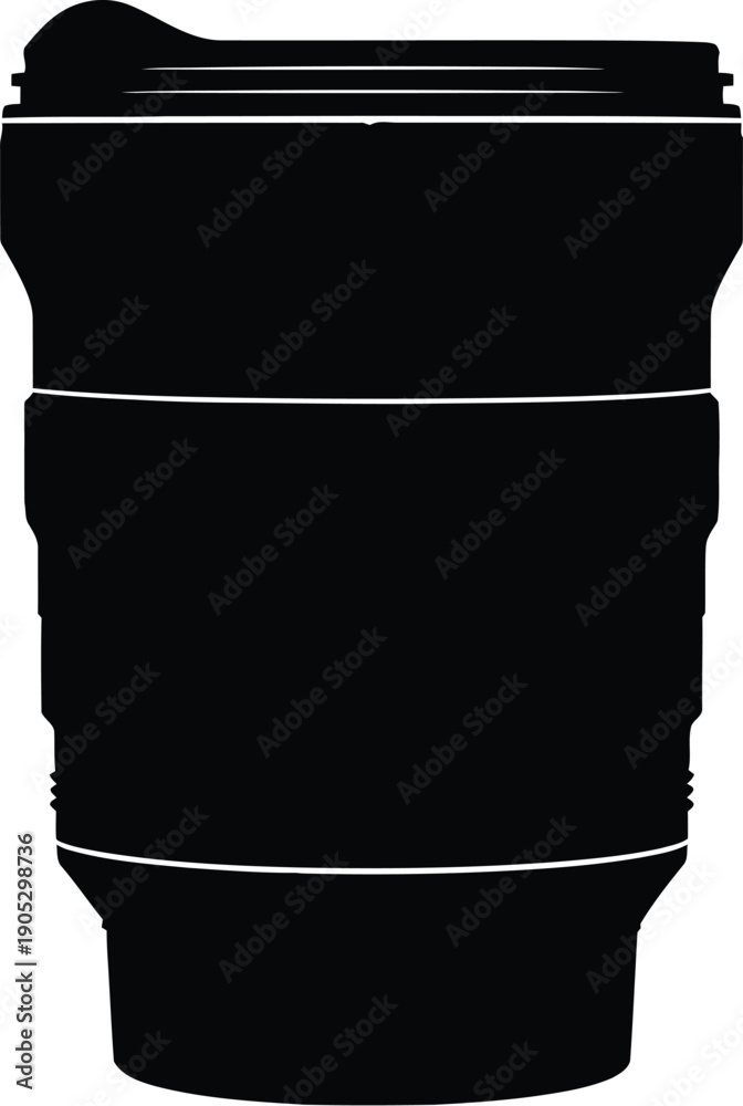 Fototapeta premium Camera lens illustration on white viewed from front with detailed design elements and annotations