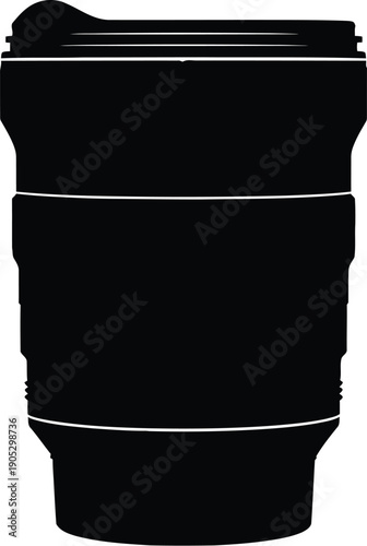 Camera lens illustration on white viewed from front with detailed design elements and annotations