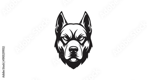 Aggressive Pitbull Dog Head Emblem Illustration.
