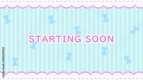 STARTING SOON Cute delivery background with ribbons and ruffle lace