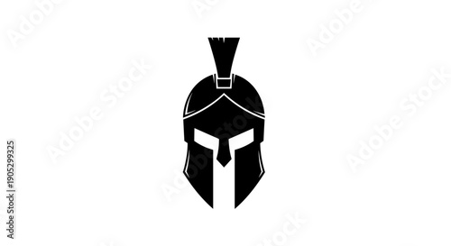 Ancient Spartan Warrior Helmet Silhouette Icon.