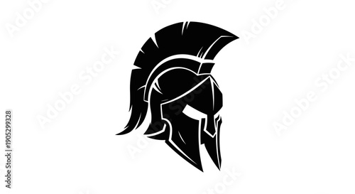 Ancient Spartan Warrior Helmet Silhouette Graphic Design.