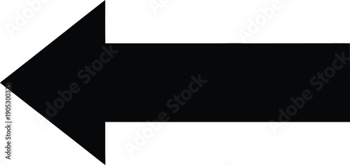 Large black arrow pointing left for navigation and directional guidance in interface design