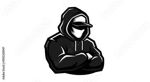 Anonymous Hacker Wearing Hoodie and Cap Ready for Cybercrime.