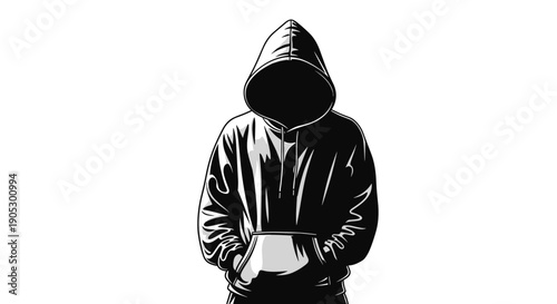 Anonymous Person Wearing a Hooded Sweatshirt.