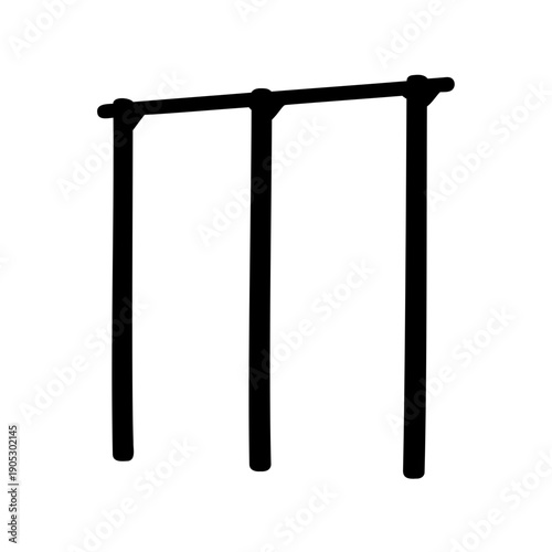 Black silhouette of a horizontal bar for fitness exercise. Vector