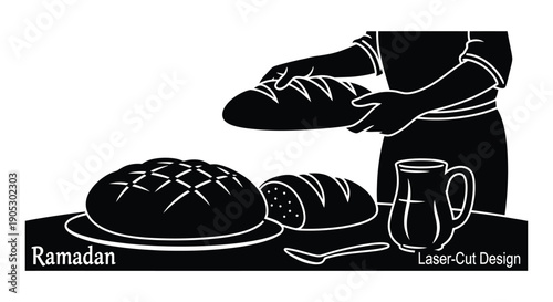 Ramadan traditional food and drink serving with copy space