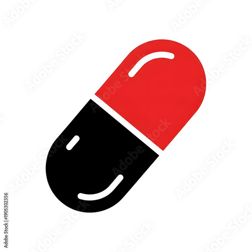 Modern red and black capsule icon for health and medicine