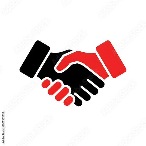 Business partnership handshake in red and black