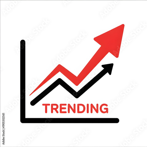 Trending upward graph with red arrow indicating growth