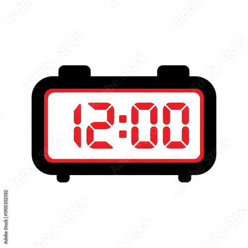 Midnight hour on digital alarm clock with red display