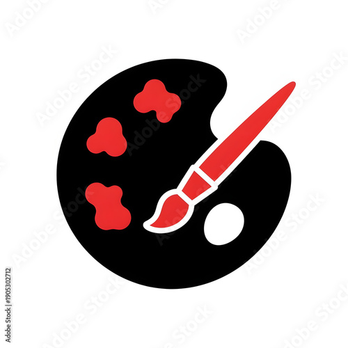 Artist's palette with paintbrush and vibrant colors for creative projects