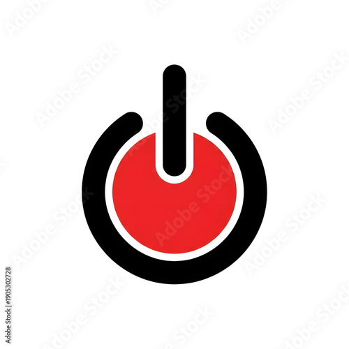 Power button icon with red circle and black switch