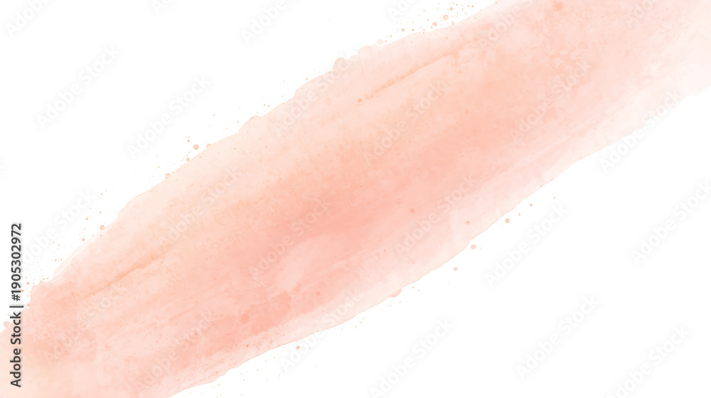 Fototapeta premium Delicate Blush Pink Watercolor Brush Swirl with Paint Splatters, Isolated on White for Design