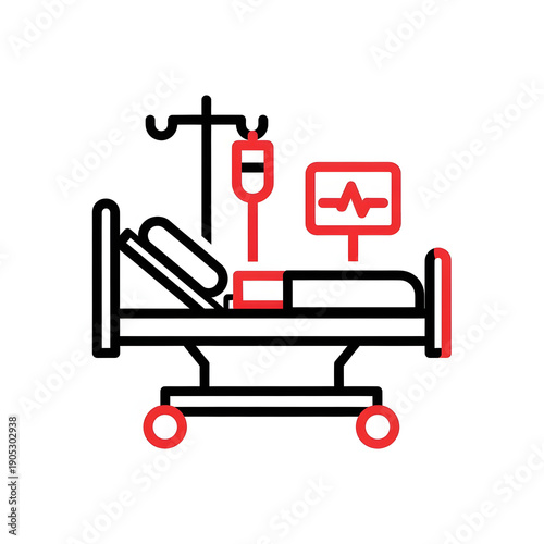medical bed flat icon