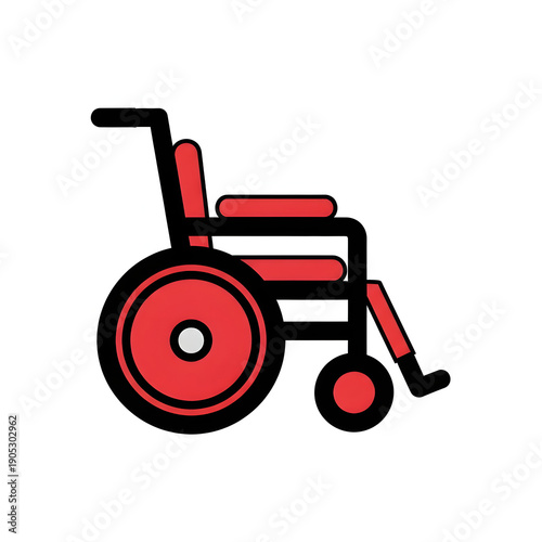 Red wheelchair icon symbolizing accessibility and mobility