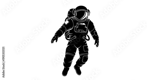 Astronaut Floating in Space Silhouette Illustration.