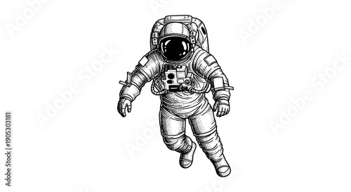 Astronaut Floating in Space with Detailed Suit and Backpack.