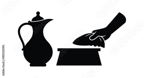 Coffee brewing in a modern coffee maker and teapot on a clean white background