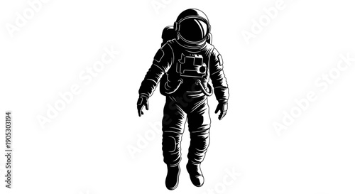 Astronaut Floating in Space with Detailed Suit.